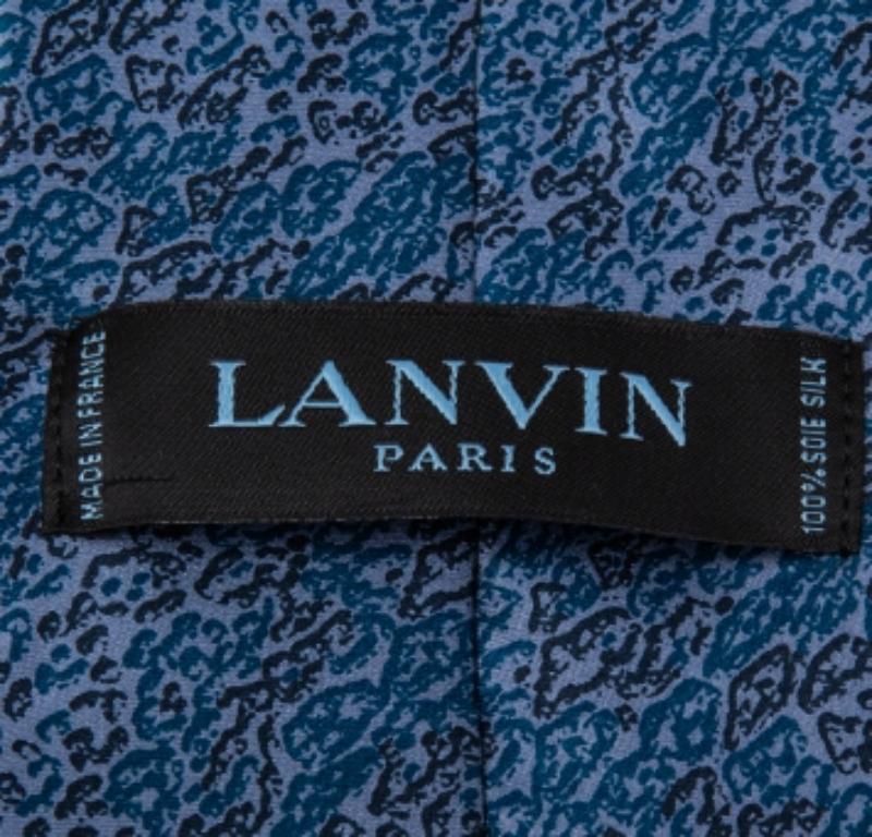 Uomo Cravatta in seta con stampa astratta blu Lanvin in vendita