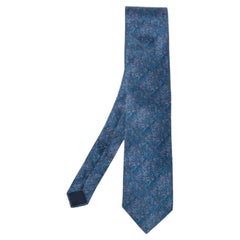 Cravatta in seta con stampa astratta blu Lanvin