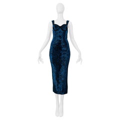 Lanvin Blue And Black Chenille Leopard Dress
