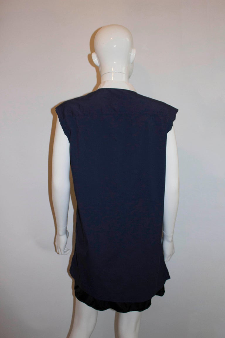 Lanvin Blue and White Collarless Shirt For Sale at 1stDibs