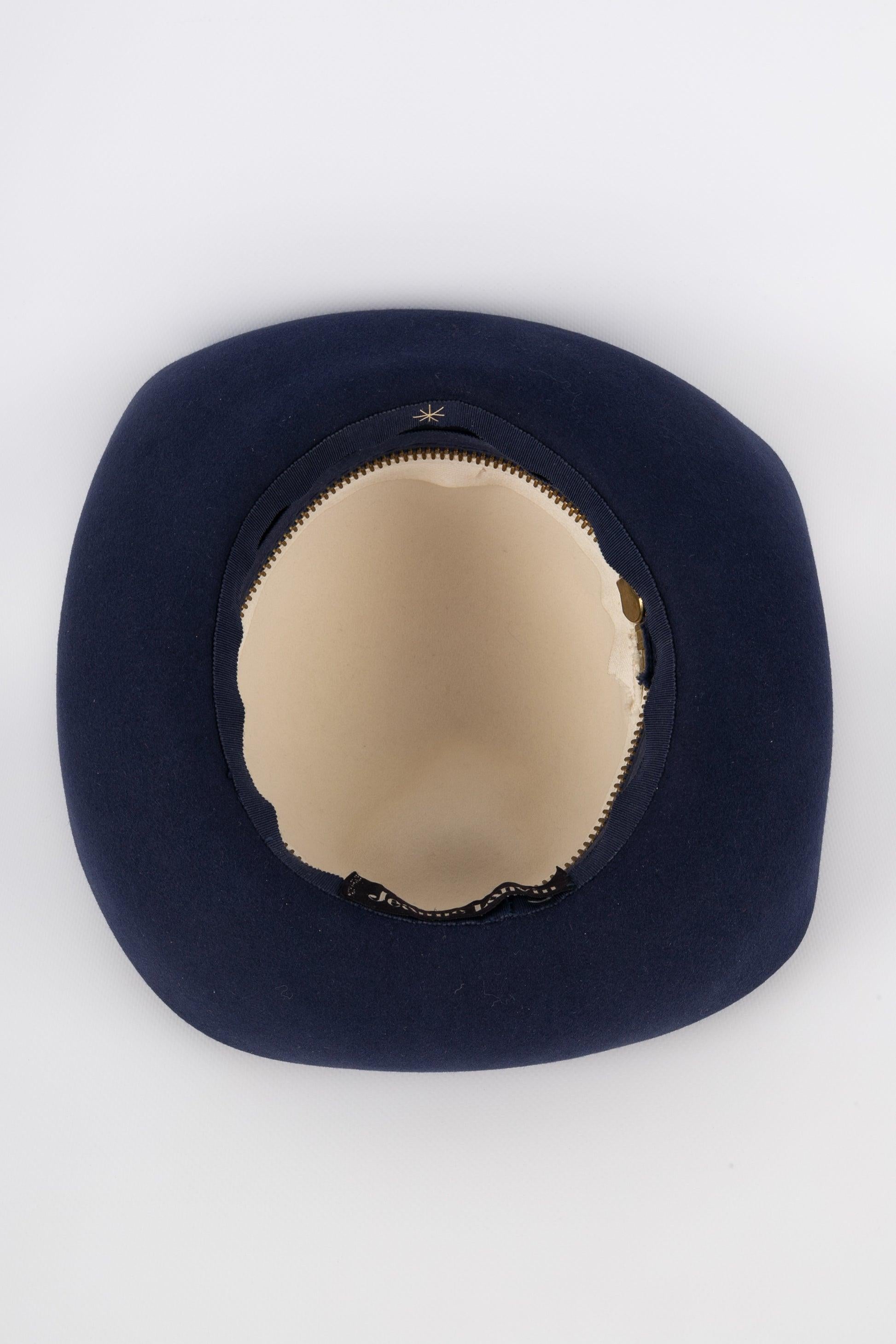 Lanvin Blue and White Felt Hat For Sale 4