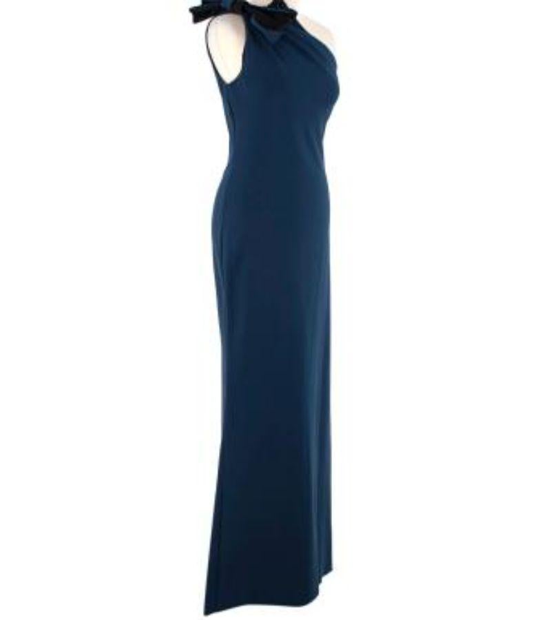 Lanvin Blue & Black One Shoulder Gown with Bow In Good Condition For Sale In London, GB