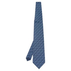 Lanvin Blaue Seidenkrawatte mit Kreisdruck