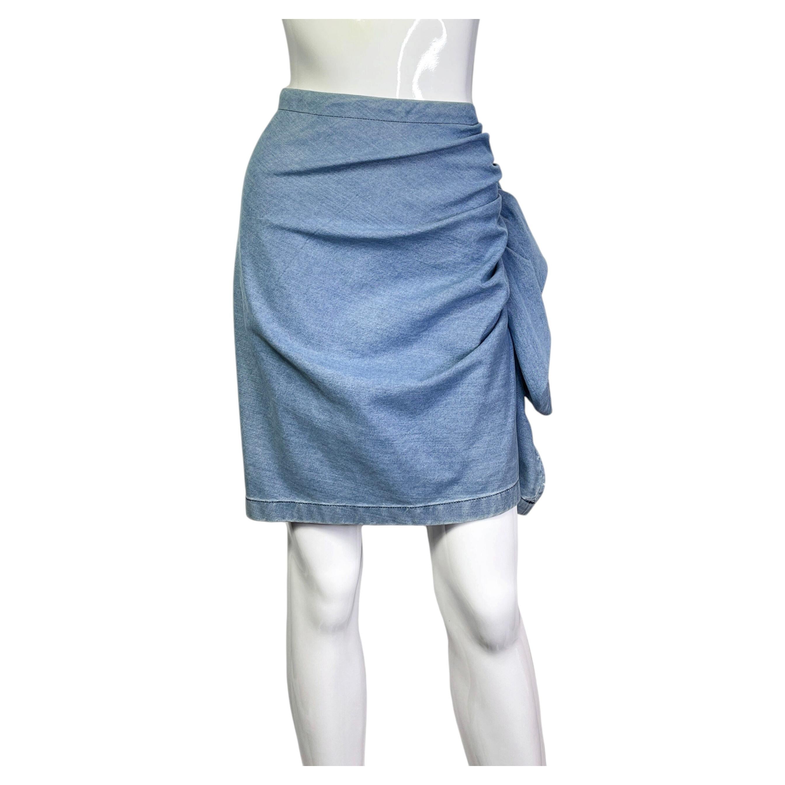 Lanvin Blue Denim Pensil Skirt, 2000’S For Sale