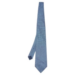 Cravatta Lanvin in seta jacquard con motivo a pois blu