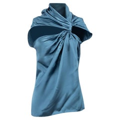 Lanvin Blue Draped Halter Neck Top Size S