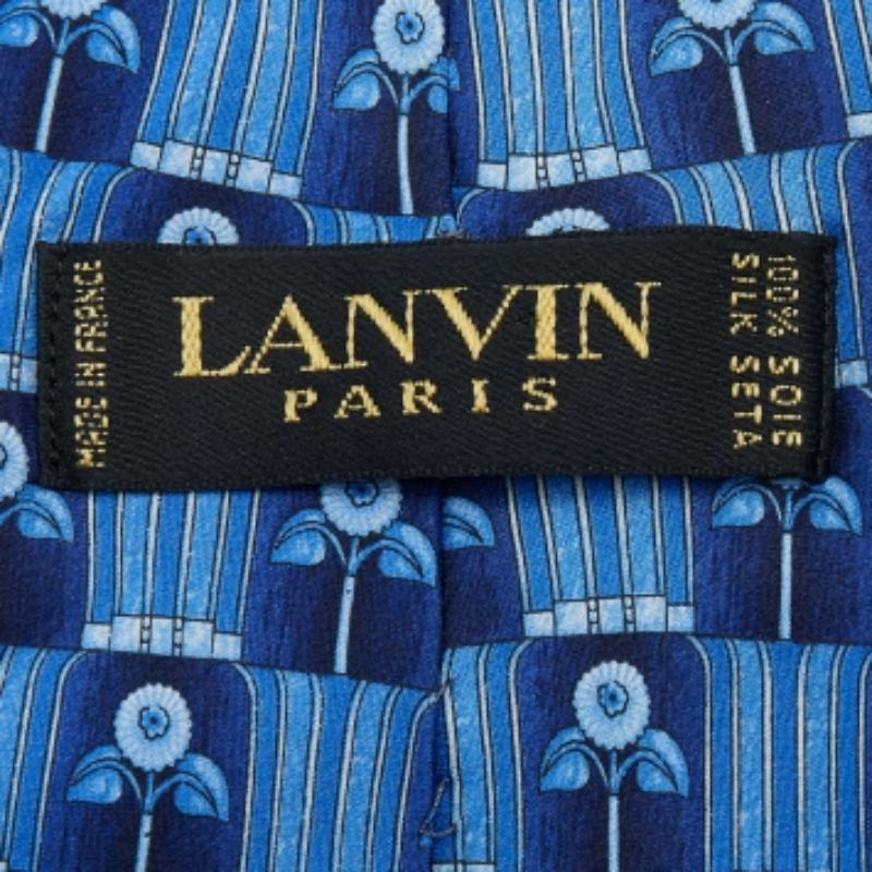 Blu Cravatta in seta con motivo floreale blu di Lanvin in vendita