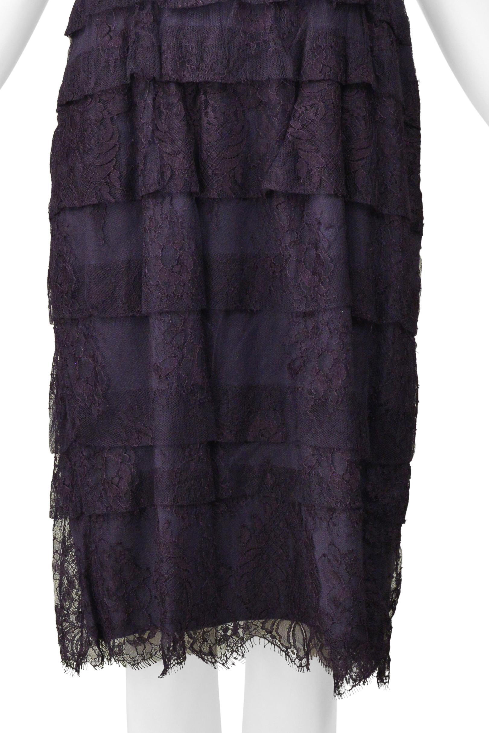 Lanvin, abito blu in pizzo con spalline in velluto e bottoni in raso 2006 In condizioni ottime in vendita a Los Angeles, CA