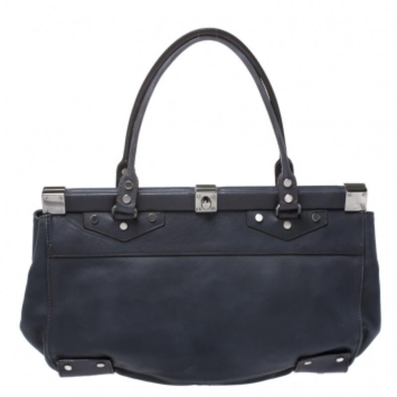 Lanvin - Cartable en cuir bleu en vente 4
