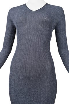 Lanvin Blue Metallic Lurex Knit Dress