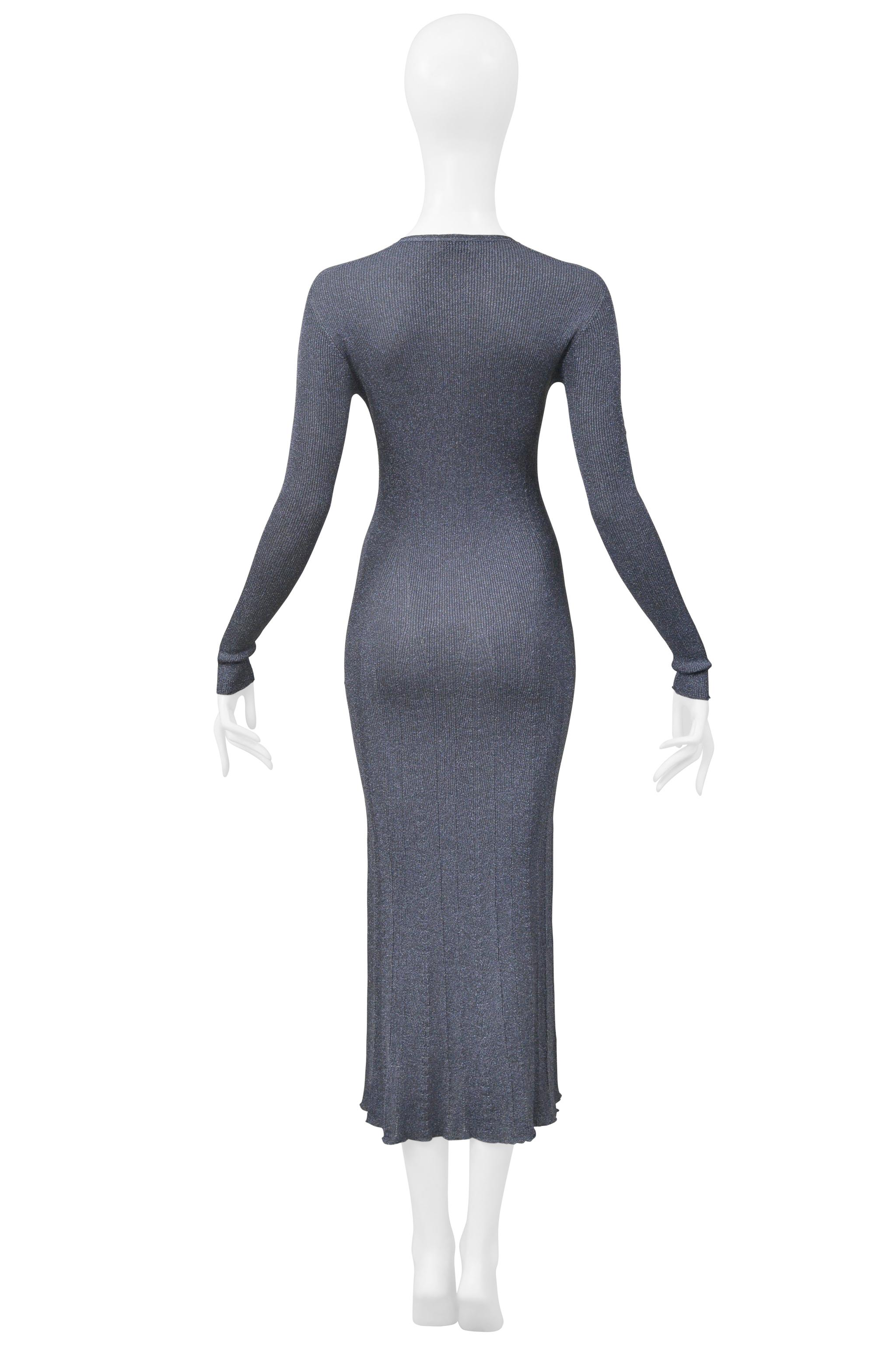 Women's Lanvin Blue Metallic Lurex Knit Dress For Sale