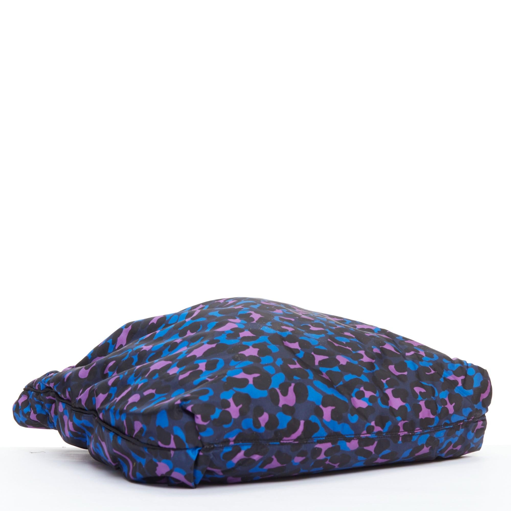 LANVIN blue purple leopard print black bow strap shoulder tote bag For Sale 1