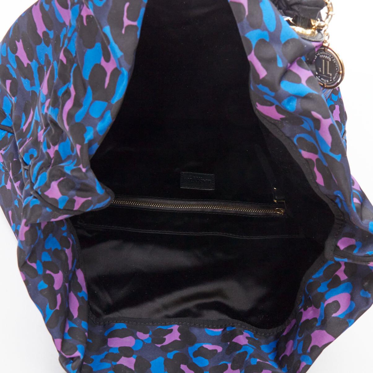 LANVIN blue purple leopard print black bow strap shoulder tote bag For Sale 4