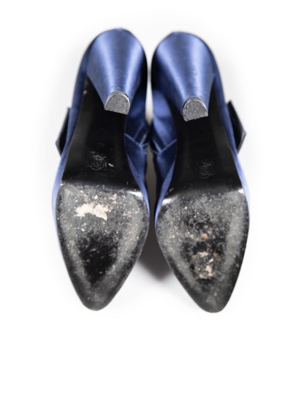 Women's Lanvin Blue Satin Ankle Boots Size IT 37 For Sale