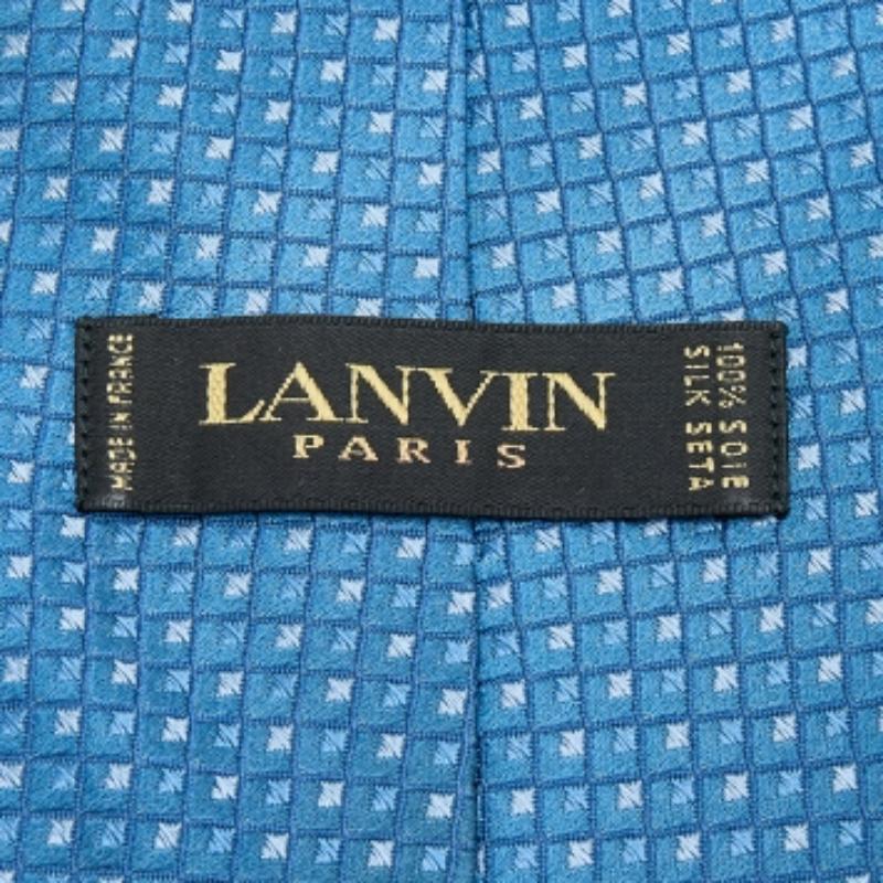 Blu Cravatta Lanvin in seta jacquard con motivo a quadri blu in vendita