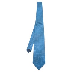 Cravate Lanvin bleue en jacquard de soie à motifs carrés