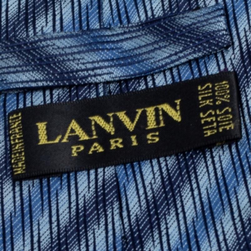 Corbata de seda jacquard a rayas azul Lanvin en Bueno Estado en Dubai, Al Qouz 2