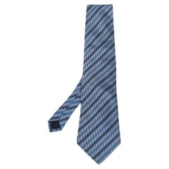 Lanvin Blue Striped Jacquard Silk Tie