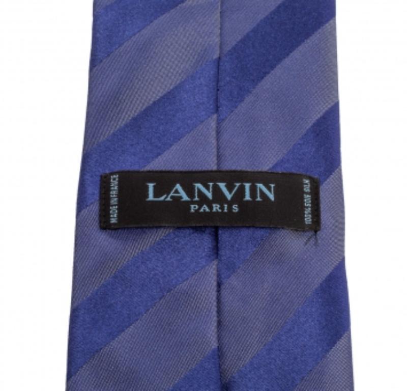 Cravate Lanvin à rayures bleues Excellent état - En vente à Dubai, Al Qouz 2
