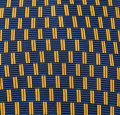 Lanvin Blue & Yellow Broken Stripe Print Silk Tie