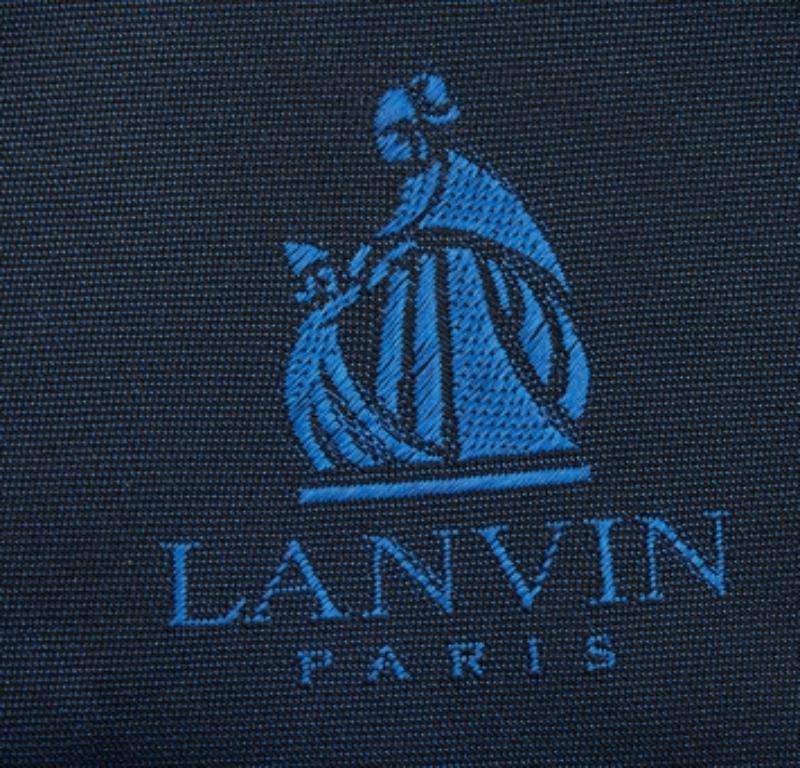 Grigio Cravatta in seta con stampa a righe spezzate blu e gialle di Lanvin in vendita