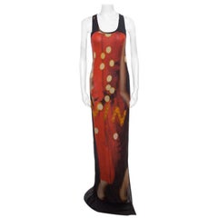 Lanvin Blurry Lights Bedrucktes Jersey-Maxikleid mit Racer Back S