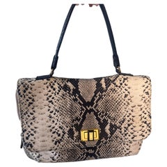 Sac Lanvin imprimé reptile en tissu des années 2000 en excellent état