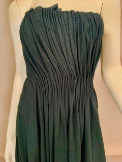 Lanvin Bottle Green Draped Jersey Strapless Evening Dress
