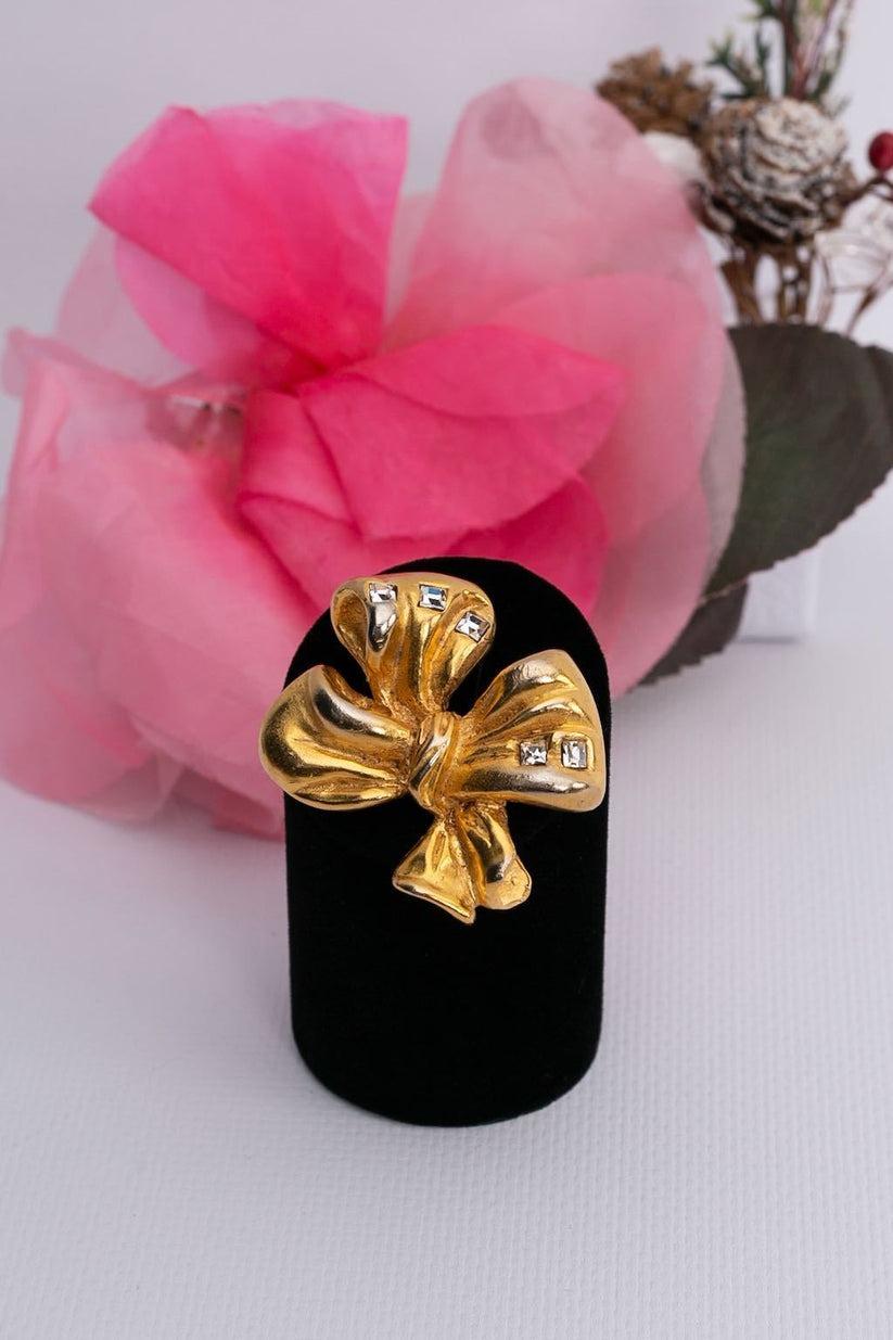 Lanvin Bow-Shaped Gilded Metal Brooch For Sale 3