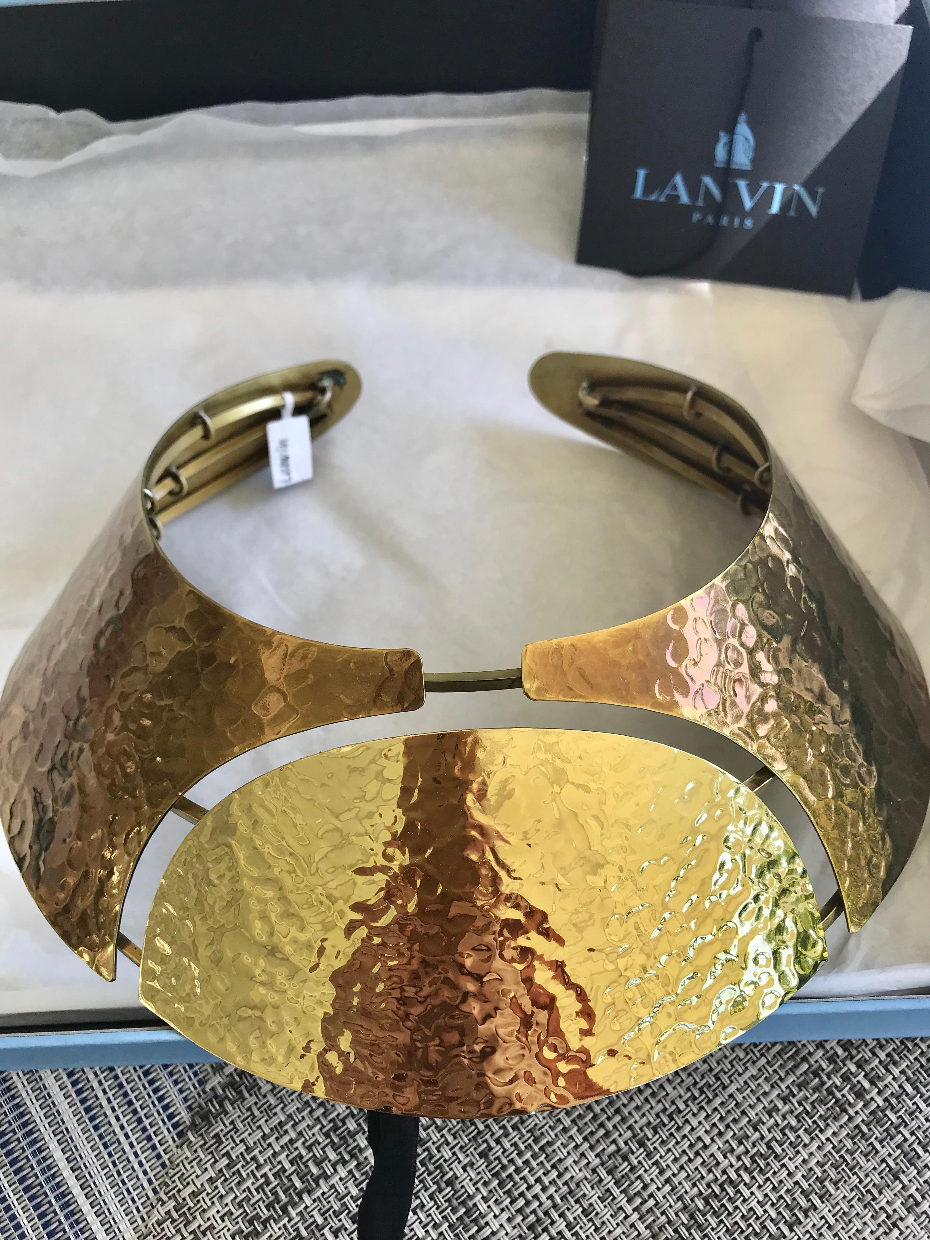 LANVIN Brass Bib Necklace In Excellent Condition In Beverly Hills, CA