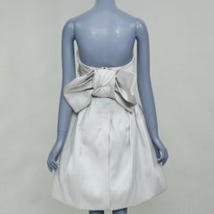 LANVIN Bridal structural strapless bow back pleated bell mini dress FR36 S