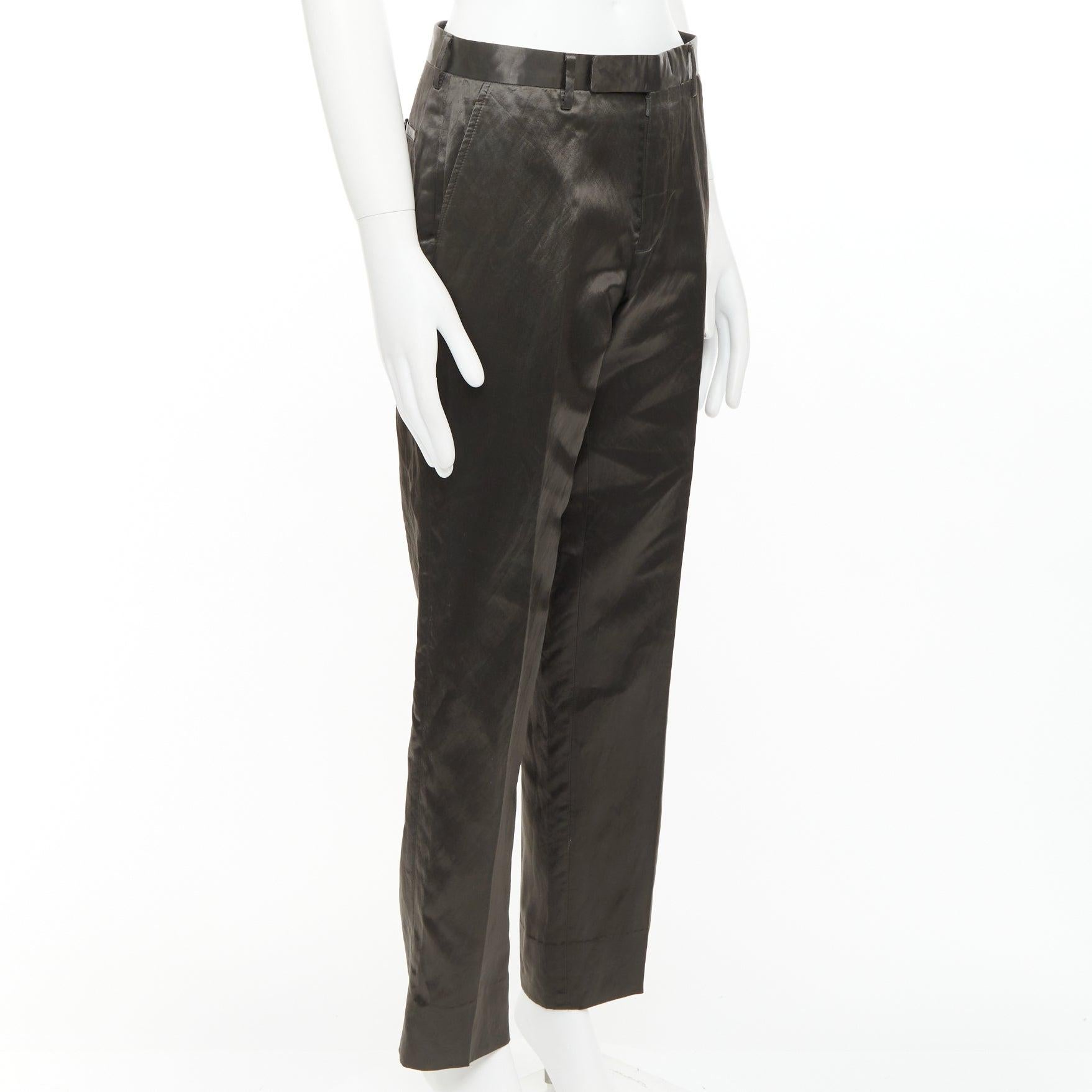 Nero LANVIN bronzo, misto cupro, seta, vita alta, abito cropped, pantaloni larghi FR46 S in vendita