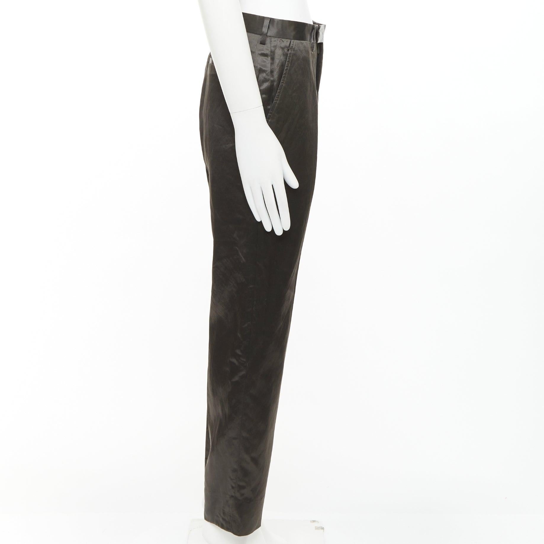 LANVIN bronzo, misto cupro, seta, vita alta, abito cropped, pantaloni larghi FR46 S In condizioni ottime in vendita a Hong Kong, NT