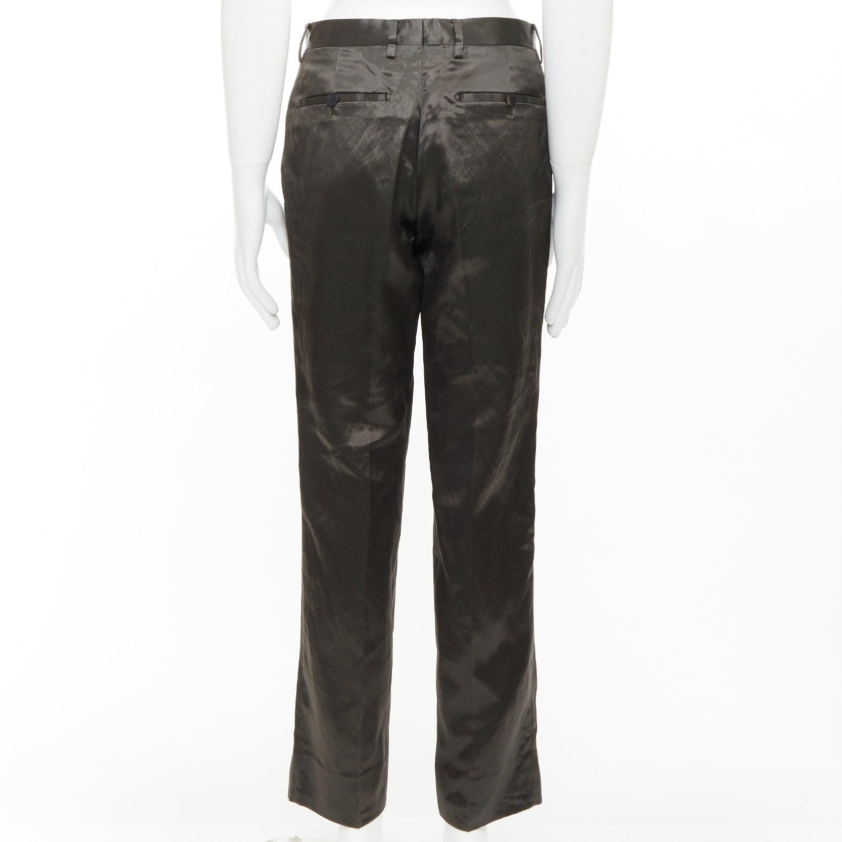 Uomo LANVIN bronzo, misto cupro, seta, vita alta, abito cropped, pantaloni larghi FR46 S in vendita