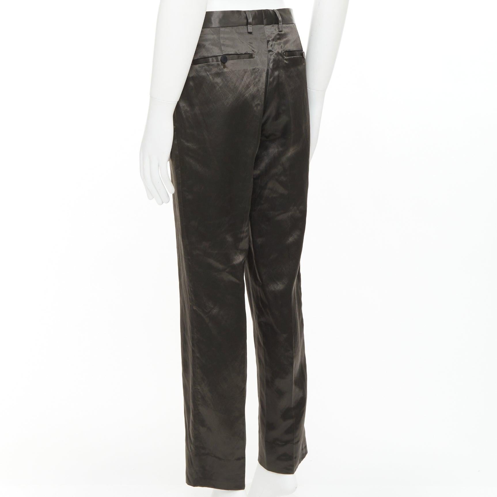 LANVIN bronzo, misto cupro, seta, vita alta, abito cropped, pantaloni larghi FR46 S in vendita 1