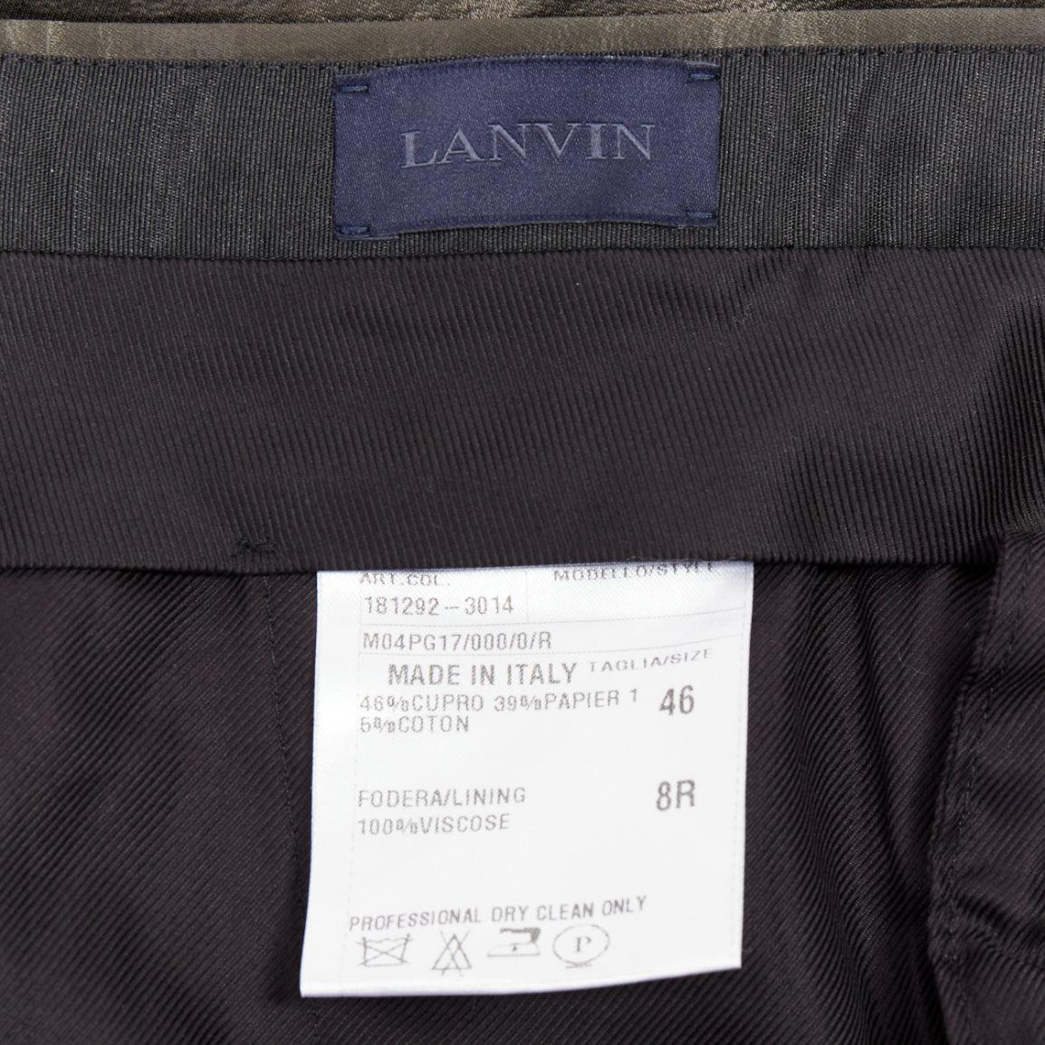 LANVIN bronzo, misto cupro, seta, vita alta, abito cropped, pantaloni larghi FR46 S in vendita 3