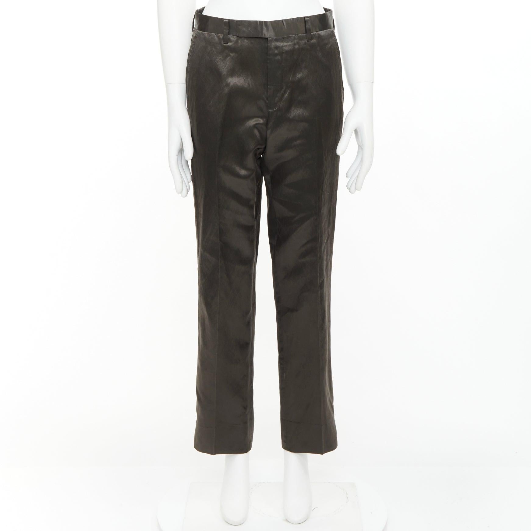 LANVIN bronzo, misto cupro, seta, vita alta, abito cropped, pantaloni larghi FR46 S in vendita 4