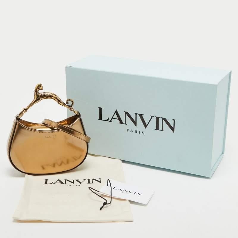 Lanvin Bronze Patent Leather Nano Cat Hobo 6