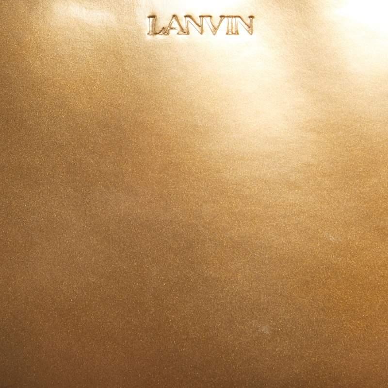 Lanvin Bronze Patent Leather Nano Cat Hobo 2