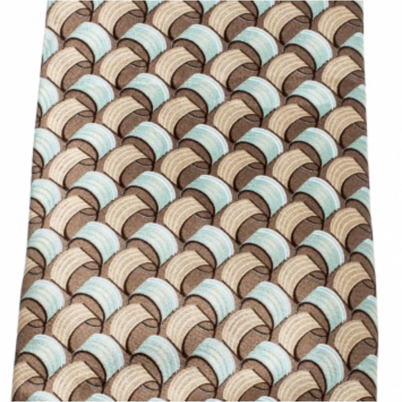 Cravate en soie à imprimé abstrait Brown et Blue Lanvin Bon état - En vente à Dubai, Al Qouz 2