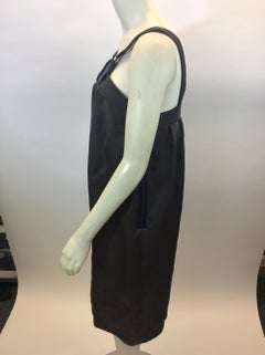 Lanvin Brown and Navy Blue Silk Dress