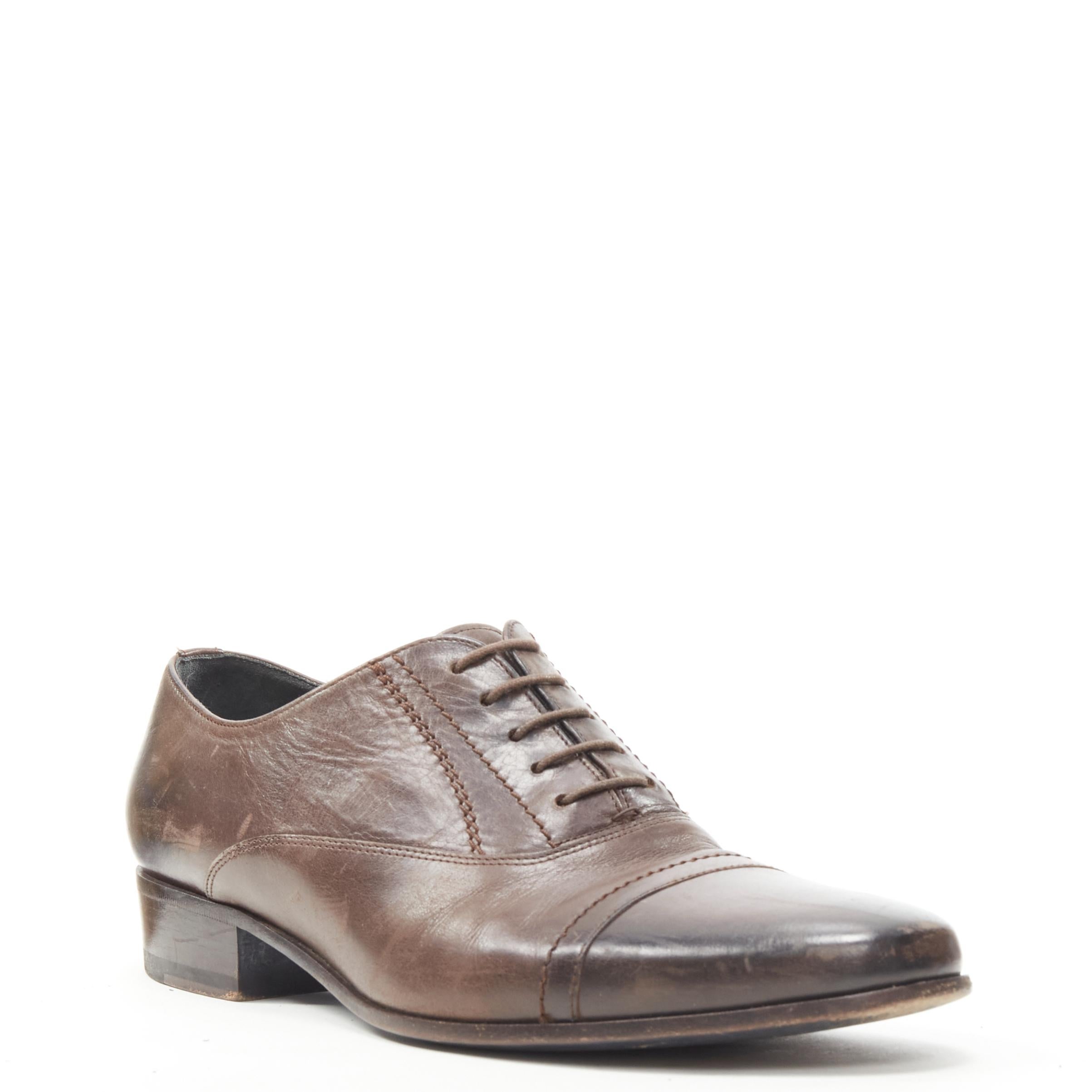 LANVIN brown calfskin lace up distressed scuffed leather dress shoes US8 EU41
Reference: CNLE/A00217
Brand: Lanvin
Designer: Alber Elbaz
Material: Leather
Color: Brown
Pattern: Solid
Closure: Lace Up
Lining: Leather
Made in: