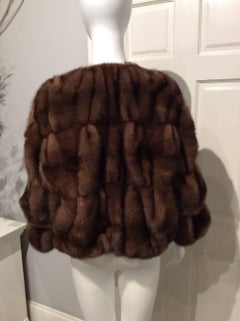 Lanvin Brown Collarless Mink Jacket With Tiered Full Sleeves Sz40 (Us8)