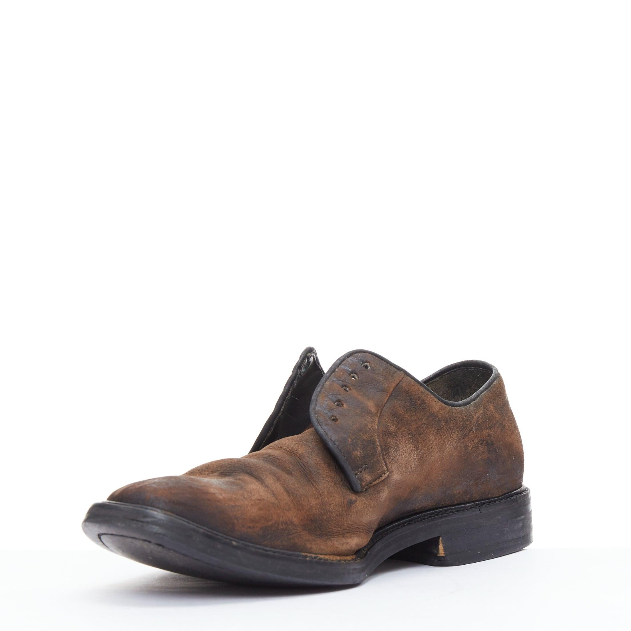 LANVIN Braunes gebürstetes Leder Slipper ohne Schnürung UK5 EU38 im Zustand „Relativ gut“ im Angebot in Hong Kong, NT