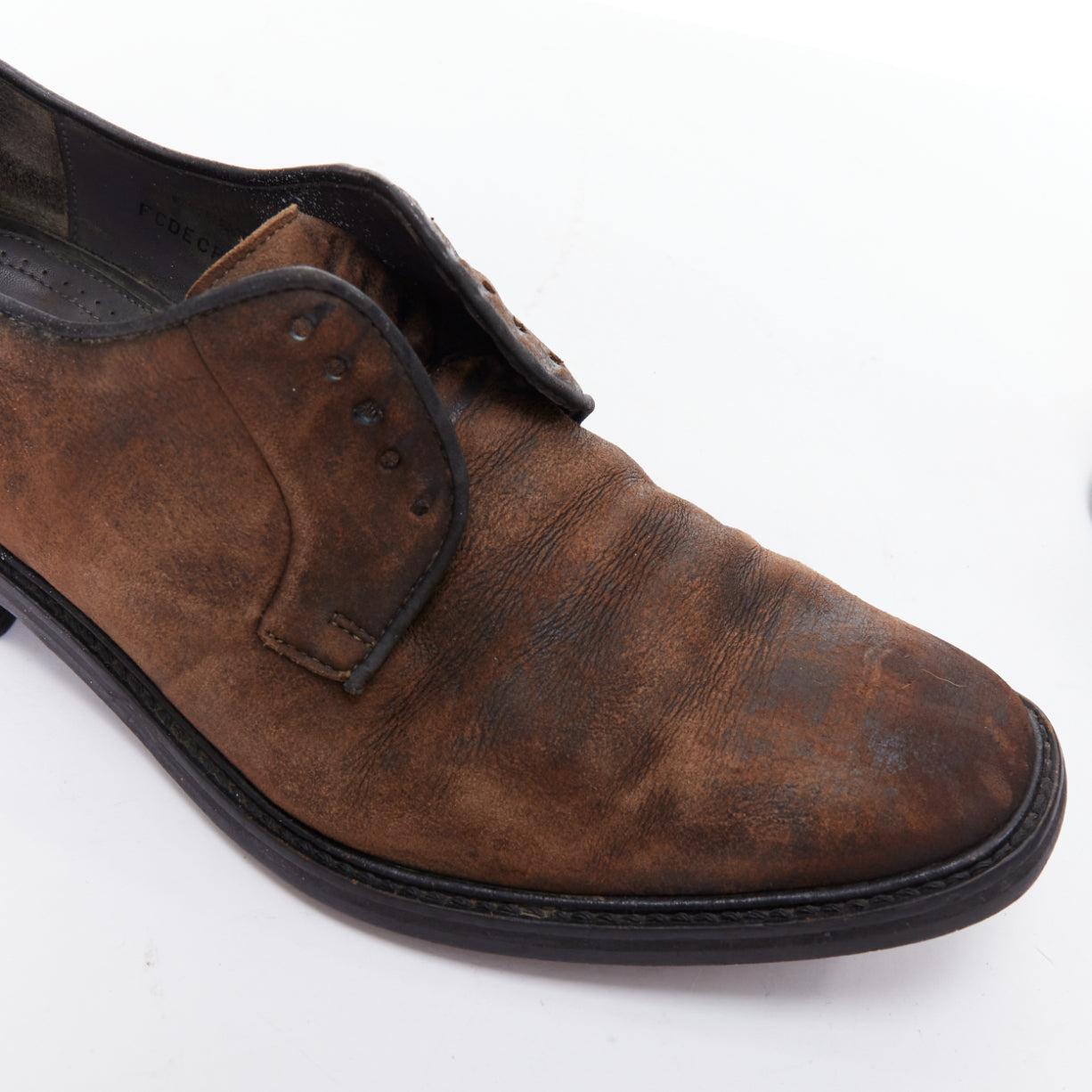 LANVIN Braunes gebürstetes Leder Slipper ohne Schnürung UK5 EU38 im Angebot 2