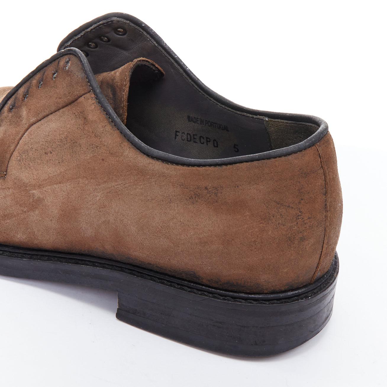 LANVIN Chaussures à lacets en cuir brossé vieilli Brown UK5 EU38 en vente 3