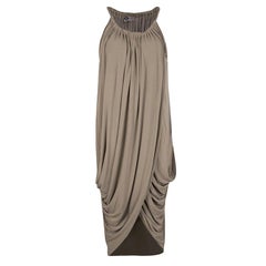Lanvin Brown Gathered Draped Sleeveless Dress M