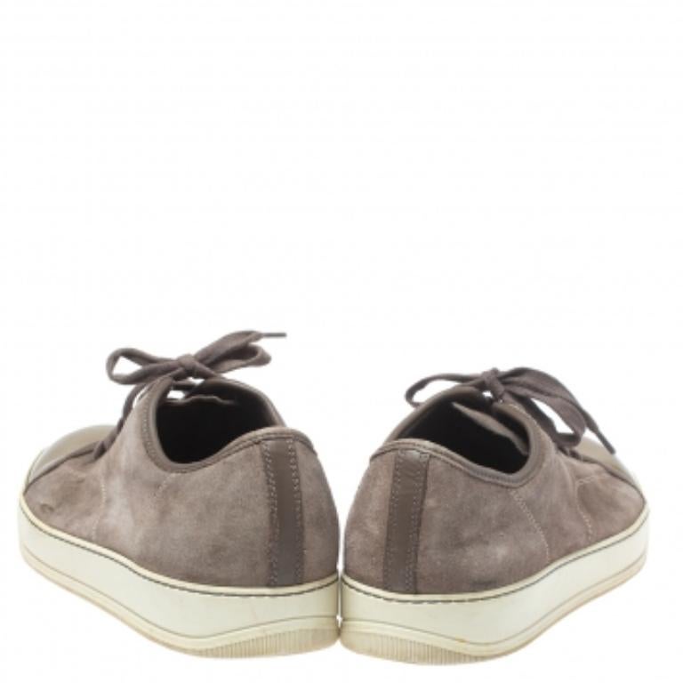 Gray Lanvin Brown/Green Patent And Suede Leather Low Top Sneakers Size 43 For Sale