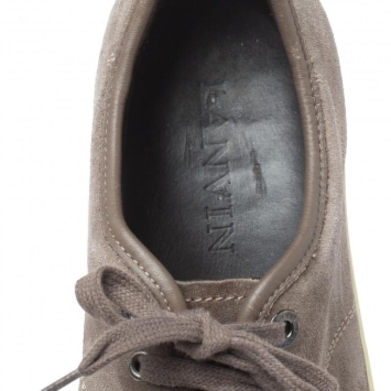 Lanvin Brown/Green Patent And Suede Leather Low Top Sneakers Size 43 For Sale 1