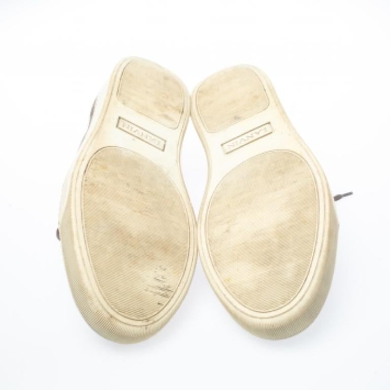 Lanvin Brown/Green Patent And Suede Leather Low Top Sneakers Size 43 For Sale 3